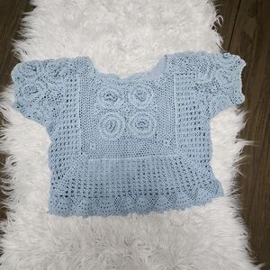 Light Blue Crochet Top